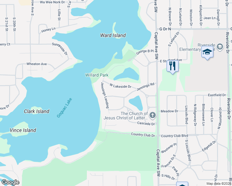map of restaurants, bars, coffee shops, grocery stores, and more near 143 Jennings Road in Battle Creek