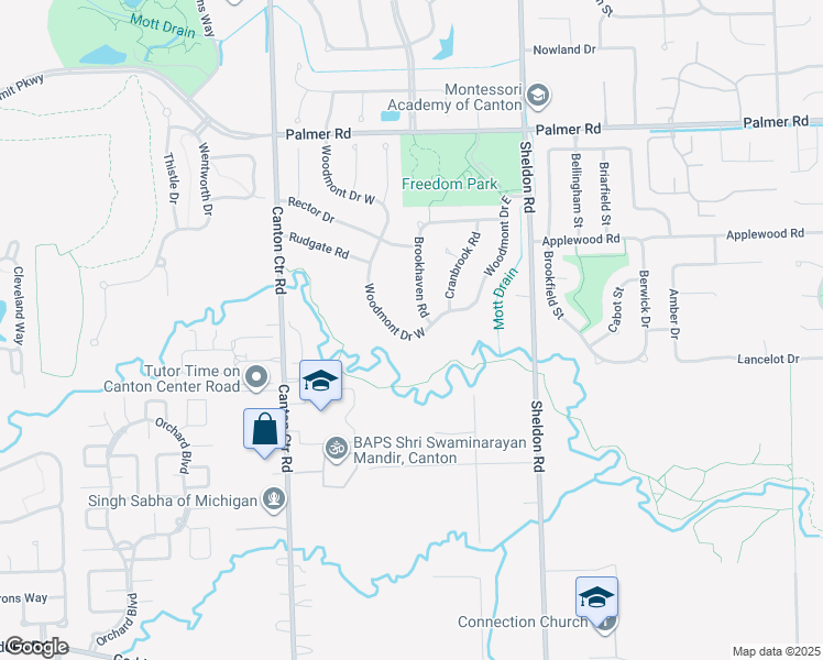 map of restaurants, bars, coffee shops, grocery stores, and more near 2867 Woodmont Drive West in Canton