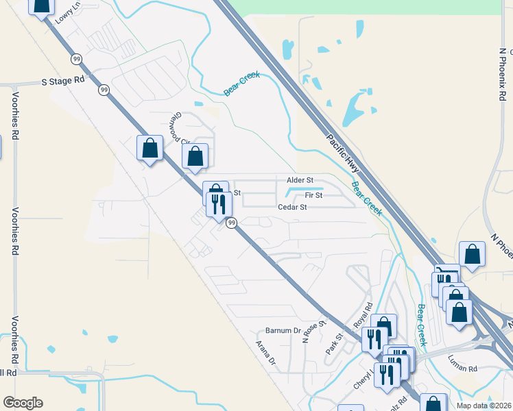 map of restaurants, bars, coffee shops, grocery stores, and more near Birch Street in Medford