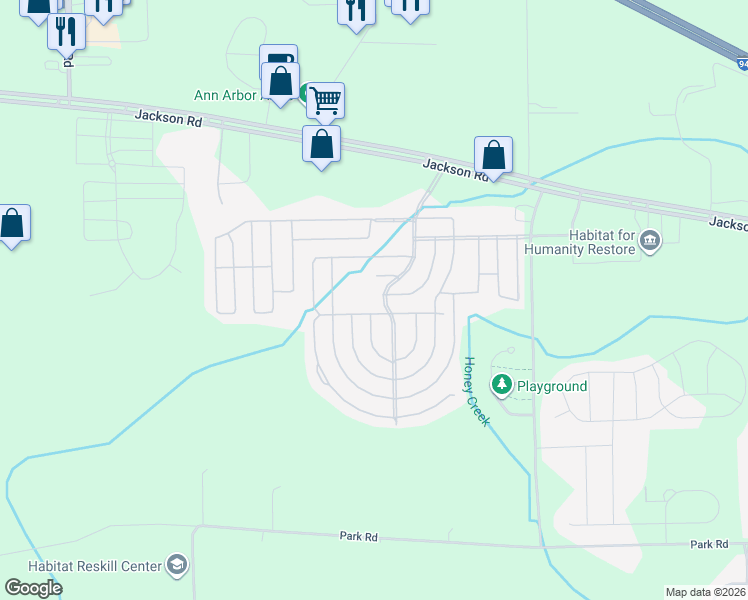map of restaurants, bars, coffee shops, grocery stores, and more near 1112 Sycamore Lane in Ann Arbor