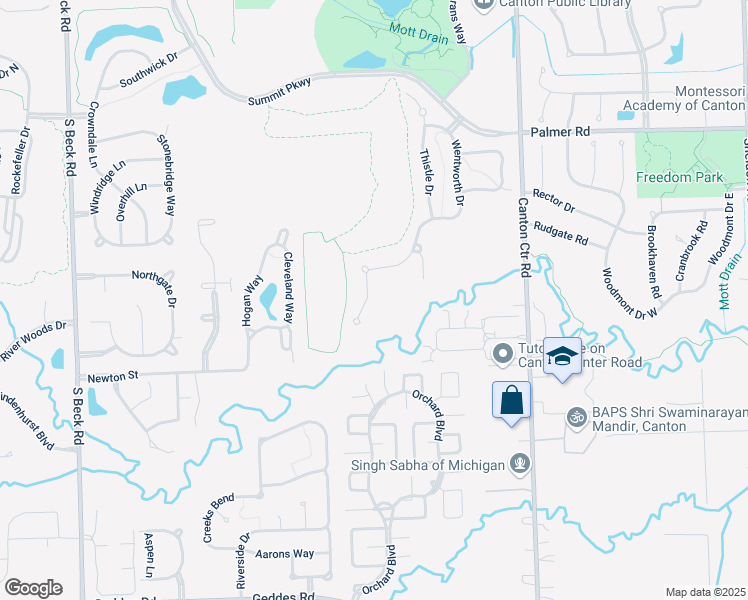 map of restaurants, bars, coffee shops, grocery stores, and more near 1940 Wentworth Drive in Canton