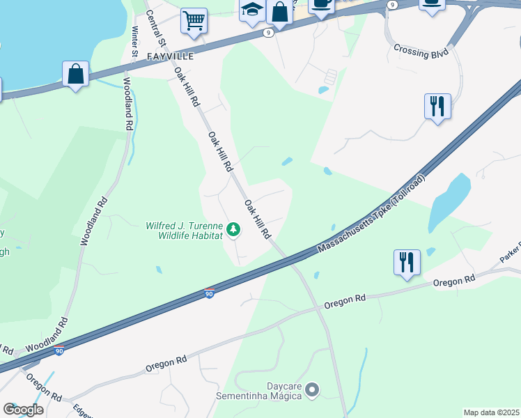 map of restaurants, bars, coffee shops, grocery stores, and more near 78 Asaree Drive in Southborough