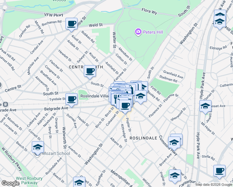 map of restaurants, bars, coffee shops, grocery stores, and more near 1 Conway Street in Boston
