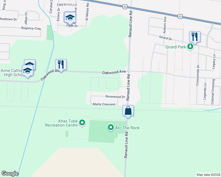 map of restaurants, bars, coffee shops, grocery stores, and more near 519 Fletcher Cres in Lakeshore