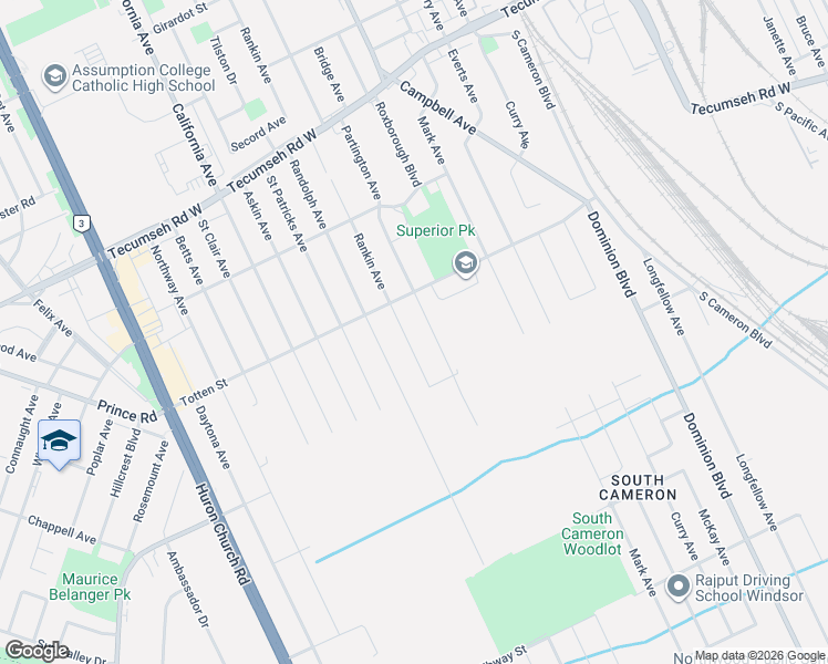 map of restaurants, bars, coffee shops, grocery stores, and more near 1740 Rankin Avenue in Windsor
