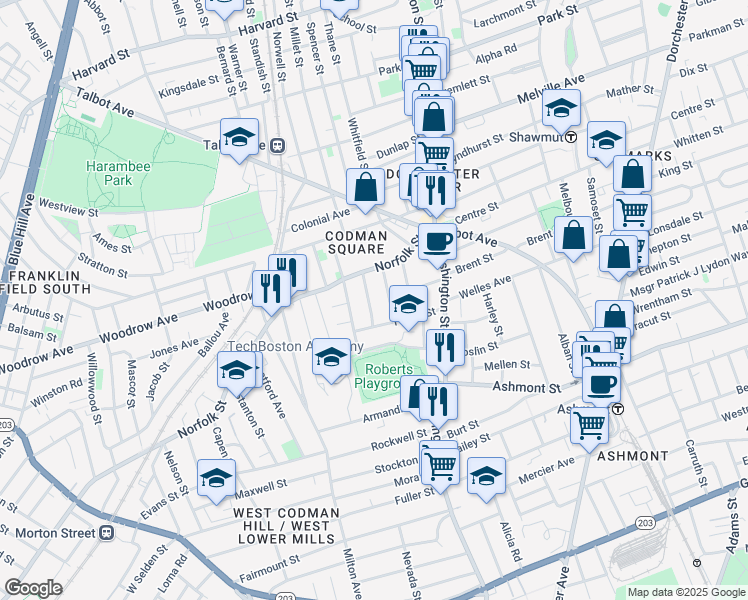 map of restaurants, bars, coffee shops, grocery stores, and more near 26 Chipman Street in Boston