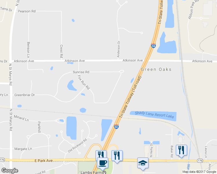 map of restaurants, bars, coffee shops, grocery stores, and more near 400 Fox Run Road in Libertyville