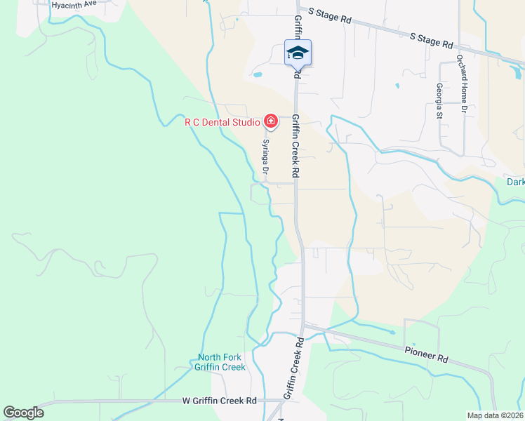 map of restaurants, bars, coffee shops, grocery stores, and more near 2864 Griffin Creek Road in Medford