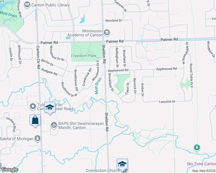 map of restaurants, bars, coffee shops, grocery stores, and more near 44409 James Court in Wayne County