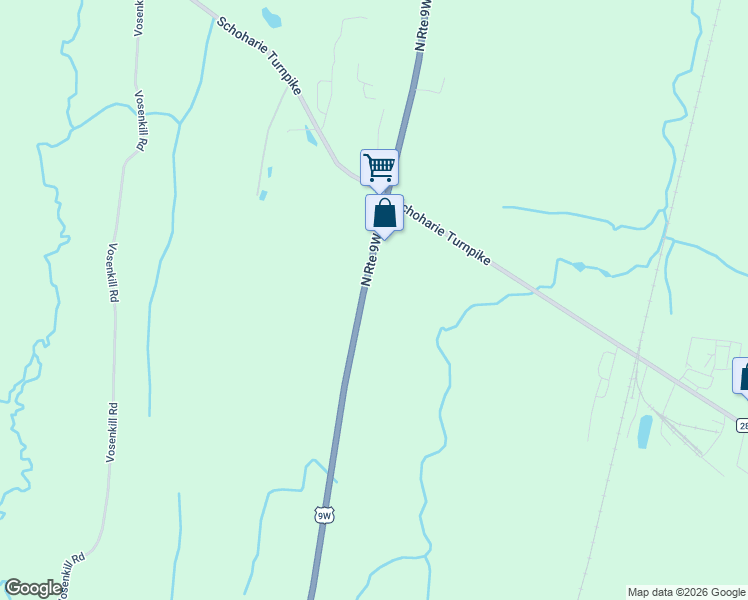 map of restaurants, bars, coffee shops, grocery stores, and more near 9677 Route 9W in Athens