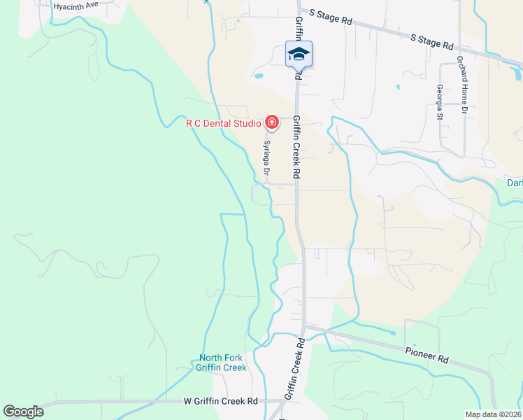 map of restaurants, bars, coffee shops, grocery stores, and more near 2864 Griffin Creek Road in Medford