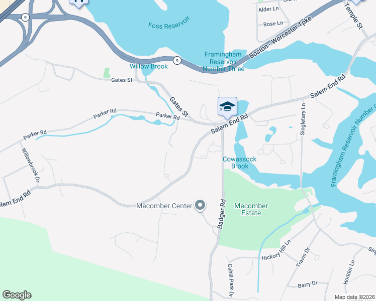 map of restaurants, bars, coffee shops, grocery stores, and more near 625 Salem End Rd in Framingham