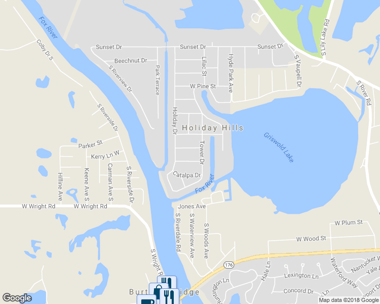 map of restaurants, bars, coffee shops, grocery stores, and more near 1507 West Elm Street in Holiday Hills