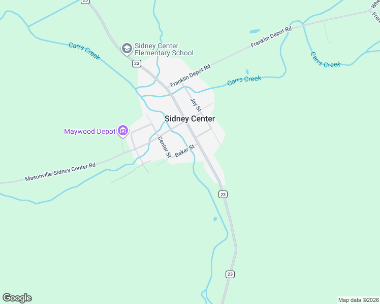map of restaurants, bars, coffee shops, grocery stores, and more near 10235 County Highway 23 in Sidney Center