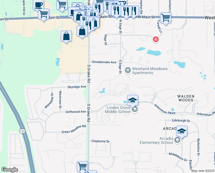 map of restaurants, bars, coffee shops, grocery stores, and more near 440 Dillingham Lane in Kalamazoo