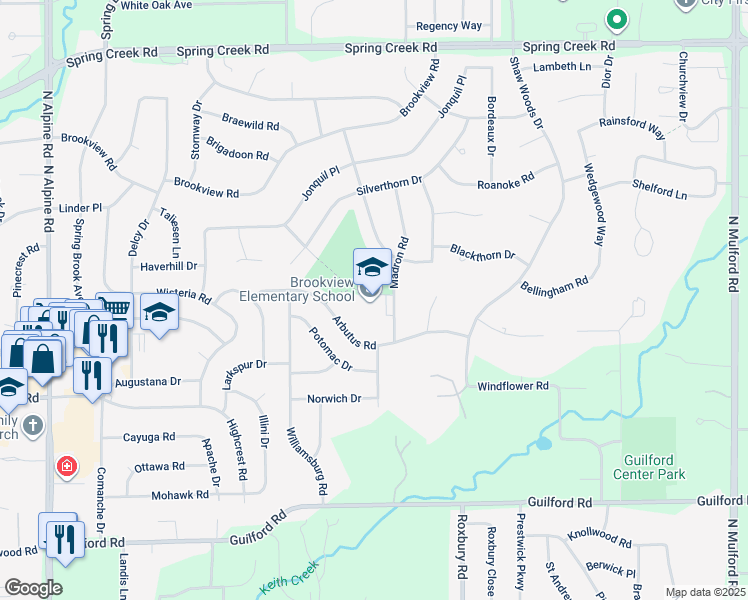 map of restaurants, bars, coffee shops, grocery stores, and more near 1750 Madron Road in Rockford