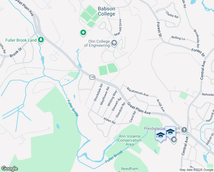 map of restaurants, bars, coffee shops, grocery stores, and more near 31 Mayflower Road in Needham