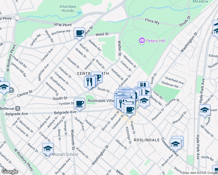 map of restaurants, bars, coffee shops, grocery stores, and more near 20-22 Symmes Street in Boston