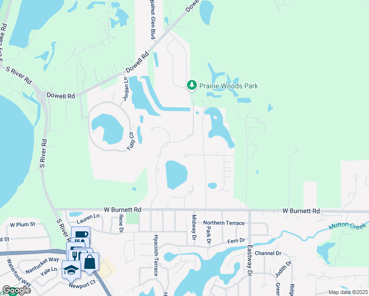 map of restaurants, bars, coffee shops, grocery stores, and more near 132 Spruce Terrace in Island Lake