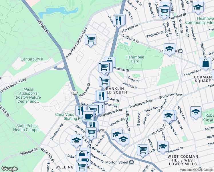 map of restaurants, bars, coffee shops, grocery stores, and more near 234 Callender Street in Boston