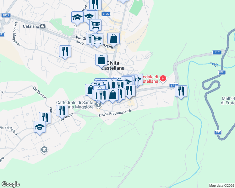 map of restaurants, bars, coffee shops, grocery stores, and more near in Civita Castellana