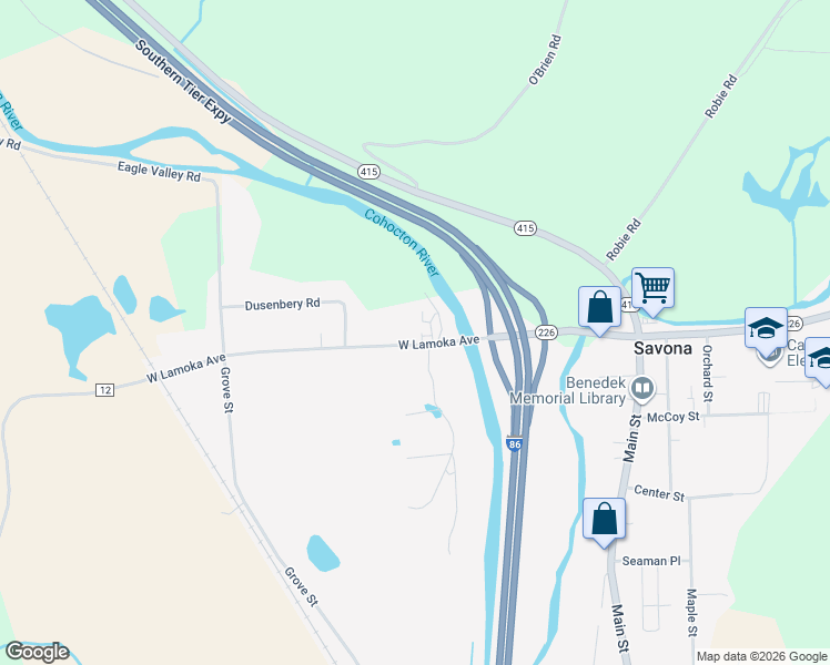 map of restaurants, bars, coffee shops, grocery stores, and more near 44 West Lamoka Avenue in Savona