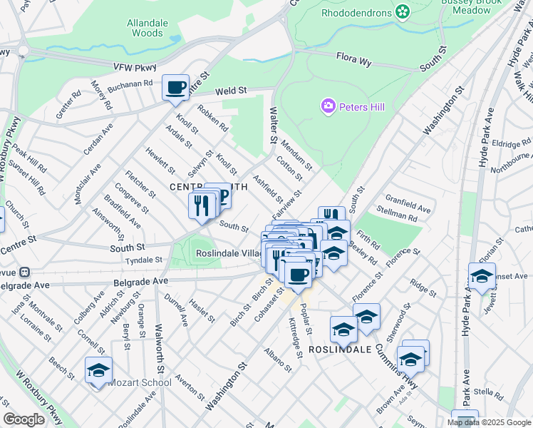 map of restaurants, bars, coffee shops, grocery stores, and more near 20-22 Symmes Street in Boston