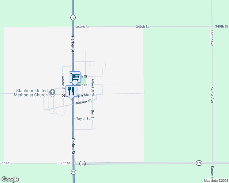 map of restaurants, bars, coffee shops, grocery stores, and more near 900-1128 Main Street in Stanhope