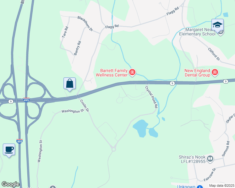 map of restaurants, bars, coffee shops, grocery stores, and more near 1024 Madison Place in Southborough