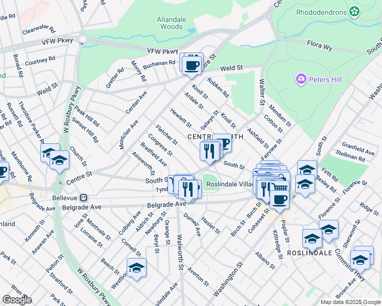 map of restaurants, bars, coffee shops, grocery stores, and more near 26 Farquhar Street in Boston
