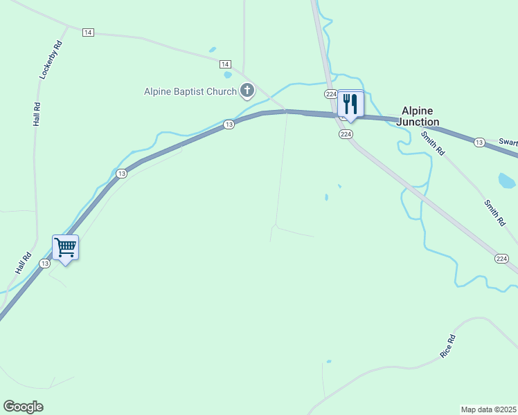 map of restaurants, bars, coffee shops, grocery stores, and more near 1153 Conkrite Road in Cayuta