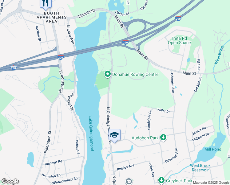 map of restaurants, bars, coffee shops, grocery stores, and more near 220 North Quinsigamond Avenue in Shrewsbury