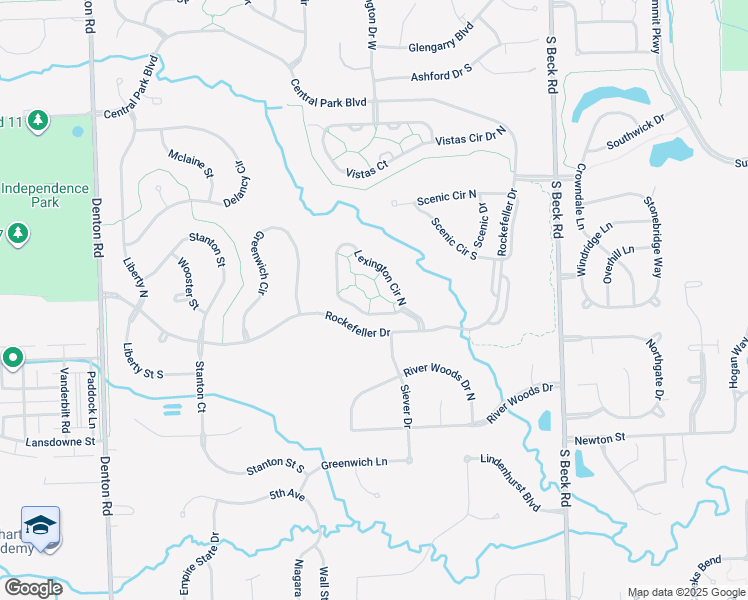 map of restaurants, bars, coffee shops, grocery stores, and more near 2390 Lexington Circle South in Canton