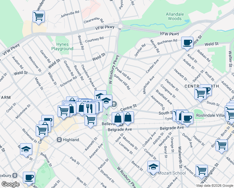 map of restaurants, bars, coffee shops, grocery stores, and more near 44 Church Street in Boston