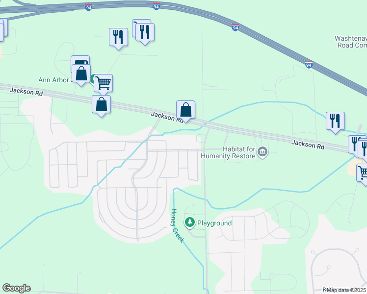 map of restaurants, bars, coffee shops, grocery stores, and more near 150 South Staebler Road in Ann Arbor