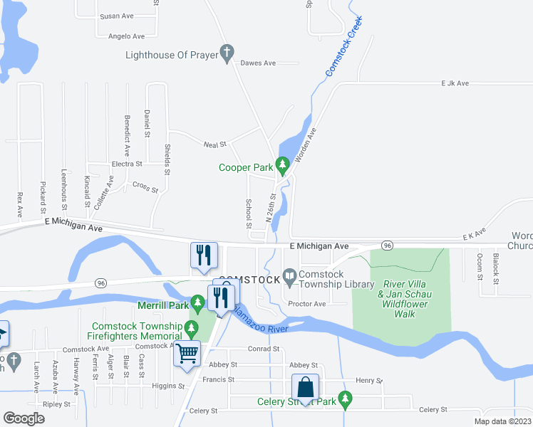 map of restaurants, bars, coffee shops, grocery stores, and more near 147 North 26th Street in Kalamazoo