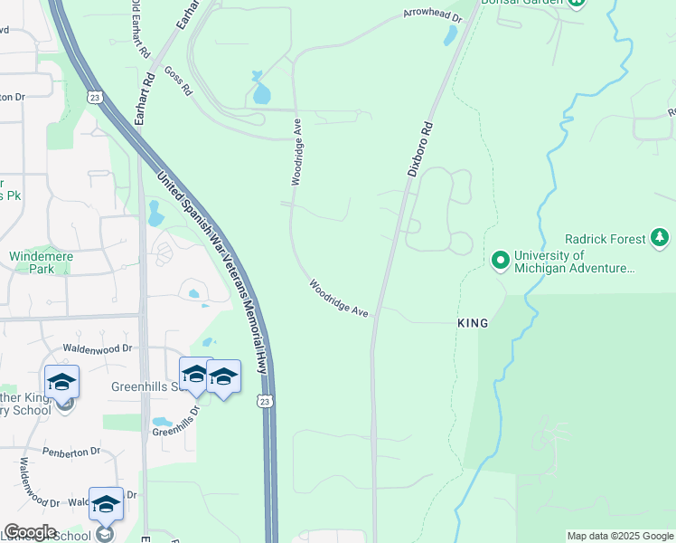 map of restaurants, bars, coffee shops, grocery stores, and more near 1044 Woodridge Avenue in Ann Arbor