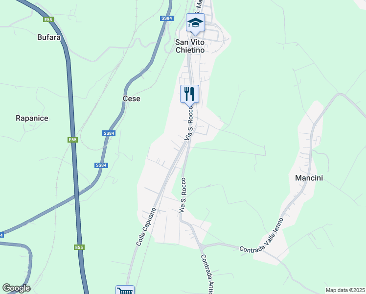 map of restaurants, bars, coffee shops, grocery stores, and more near 53 Via San Rocco in Provincia di Chieti