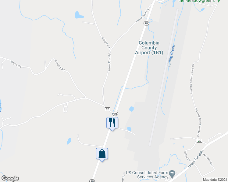 map of restaurants, bars, coffee shops, grocery stores, and more near 4 Lower Post Road in Ghent