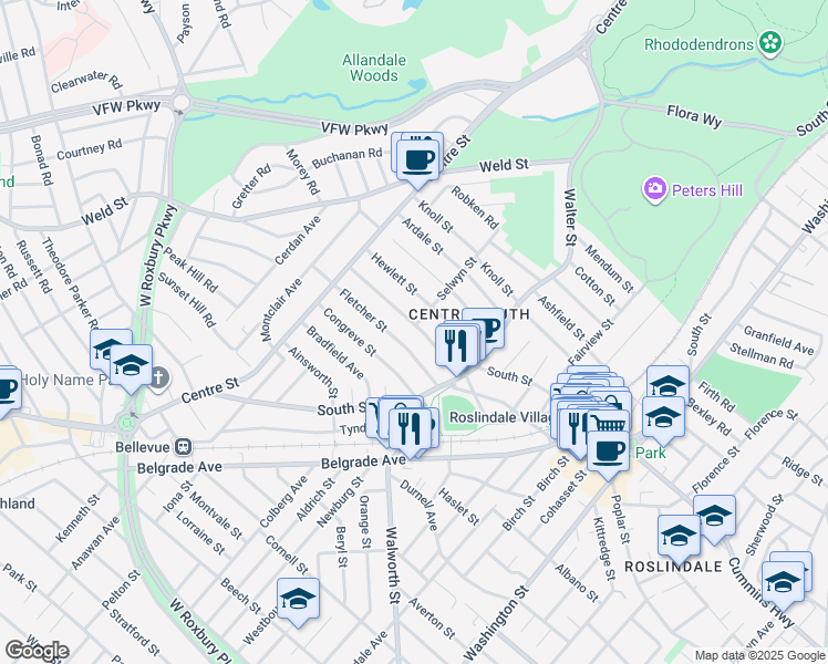 map of restaurants, bars, coffee shops, grocery stores, and more near 26 Farquhar Street in Boston