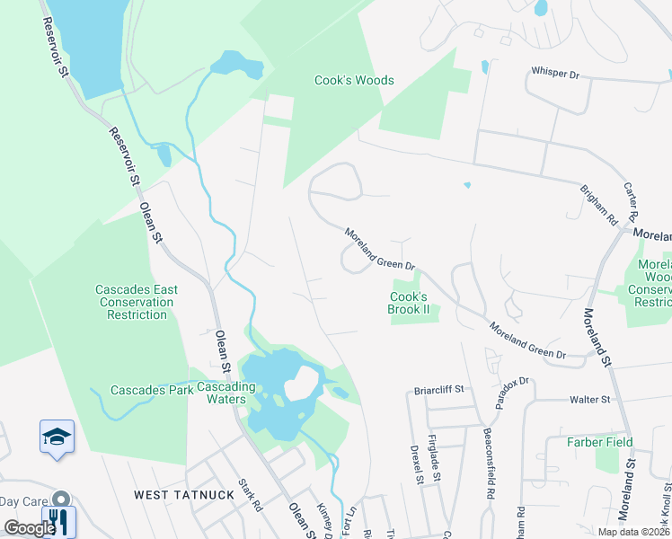 map of restaurants, bars, coffee shops, grocery stores, and more near 68 Tory Fort Lane in Worcester