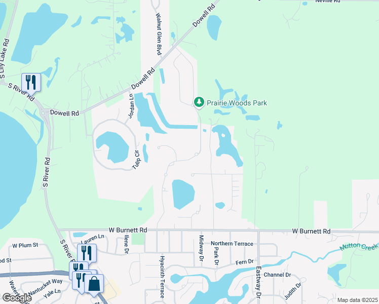map of restaurants, bars, coffee shops, grocery stores, and more near 132 Spruce Terrace in Island Lake