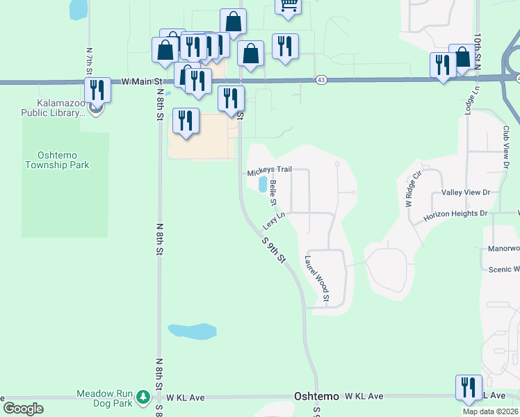 map of restaurants, bars, coffee shops, grocery stores, and more near 210 North 9th Street in Kalamazoo