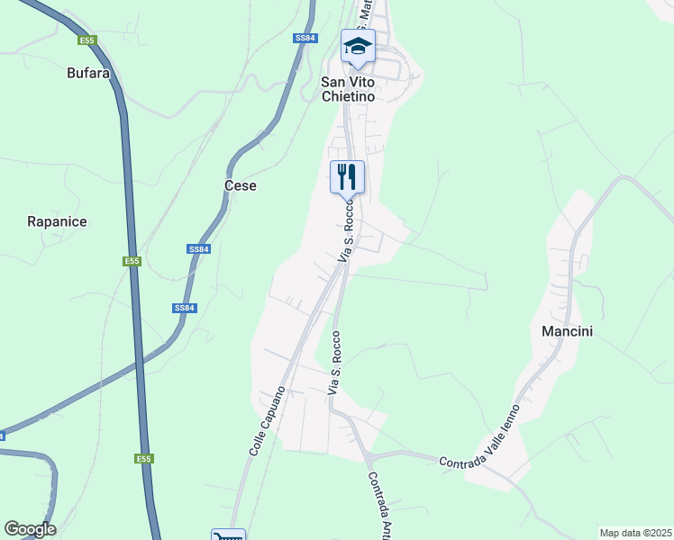 map of restaurants, bars, coffee shops, grocery stores, and more near 53 Via San Rocco in Provincia di Chieti