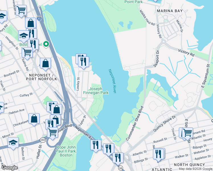 map of restaurants, bars, coffee shops, grocery stores, and more near 177 Walnut Street in Boston