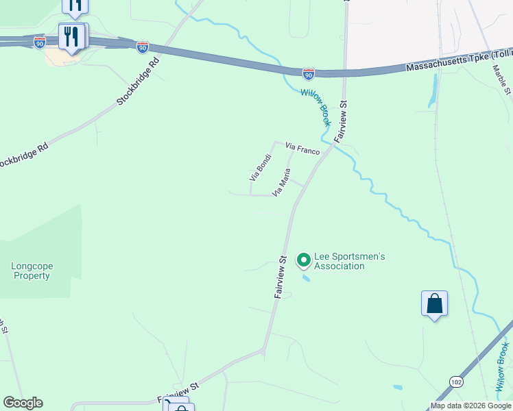 map of restaurants, bars, coffee shops, grocery stores, and more near 105 Via Maria in Lee