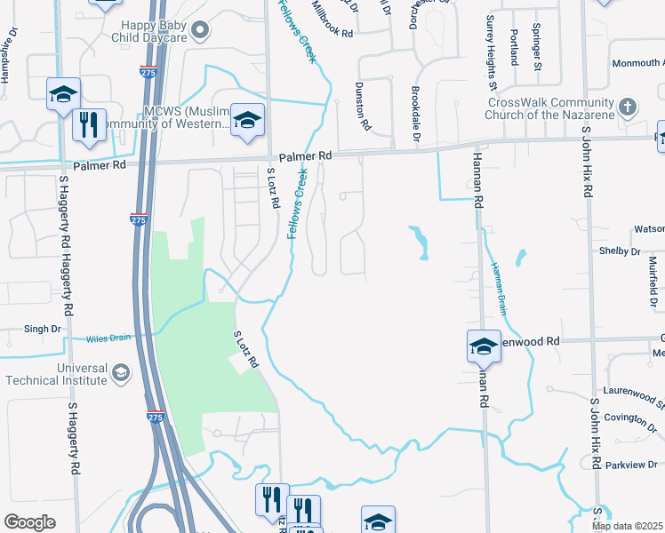 map of restaurants, bars, coffee shops, grocery stores, and more near 1992 Preserve Circle West in Canton