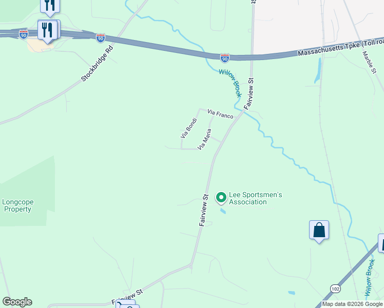 map of restaurants, bars, coffee shops, grocery stores, and more near 105 Via Maria in Lee