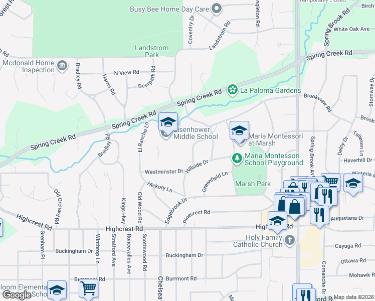 map of restaurants, bars, coffee shops, grocery stores, and more near 2026 Glenview Road in Rockford