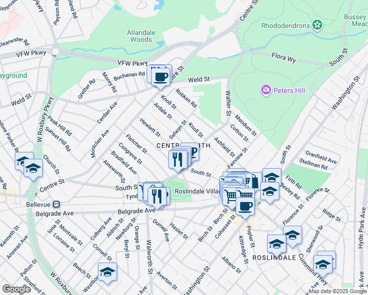 map of restaurants, bars, coffee shops, grocery stores, and more near in Boston